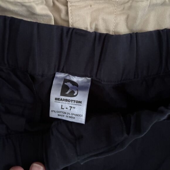 Bear Bottom Shorts Mens Size Large LOT OF 2 7” Inseam Navy Blue Khaki - Picture 3 of 7